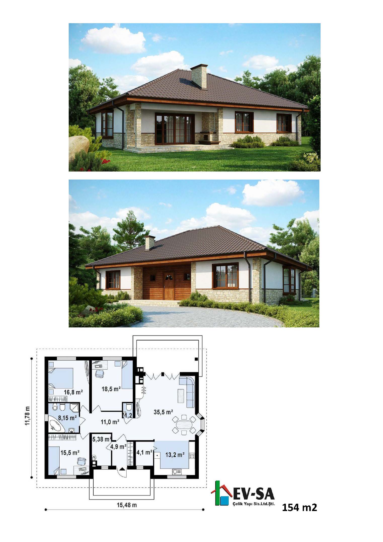Di̇ğer Tek Katlı Çeli̇k Ev Modelleri̇ ve Planları EvSa Çelik Ev
