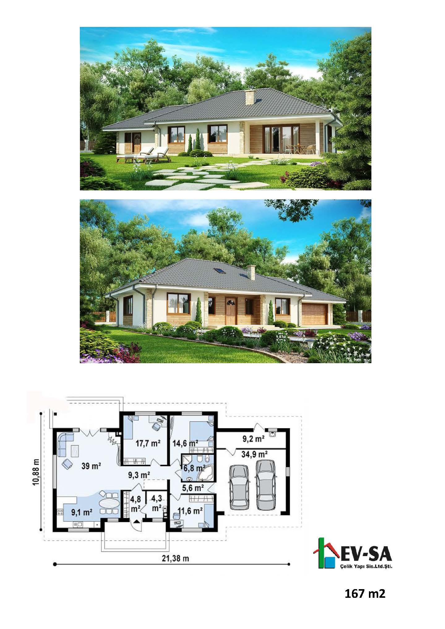 Di̇ğer Tek Katlı Çeli̇k Ev Modelleri̇ ve Planları EvSa Çelik Ev