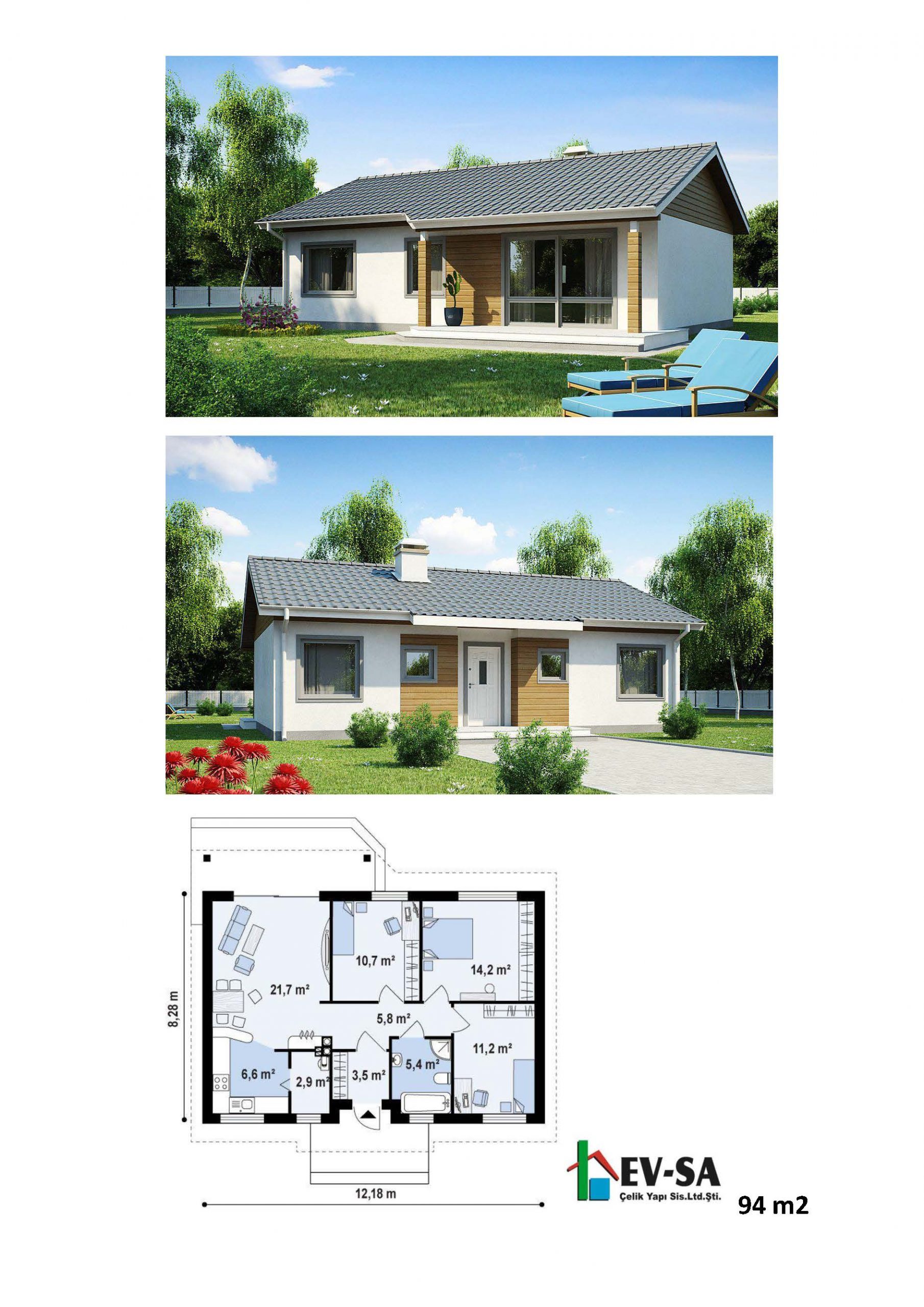 Di̇ğer Tek Katlı Çeli̇k Ev Modelleri̇ ve Planları EvSa Çelik Ev